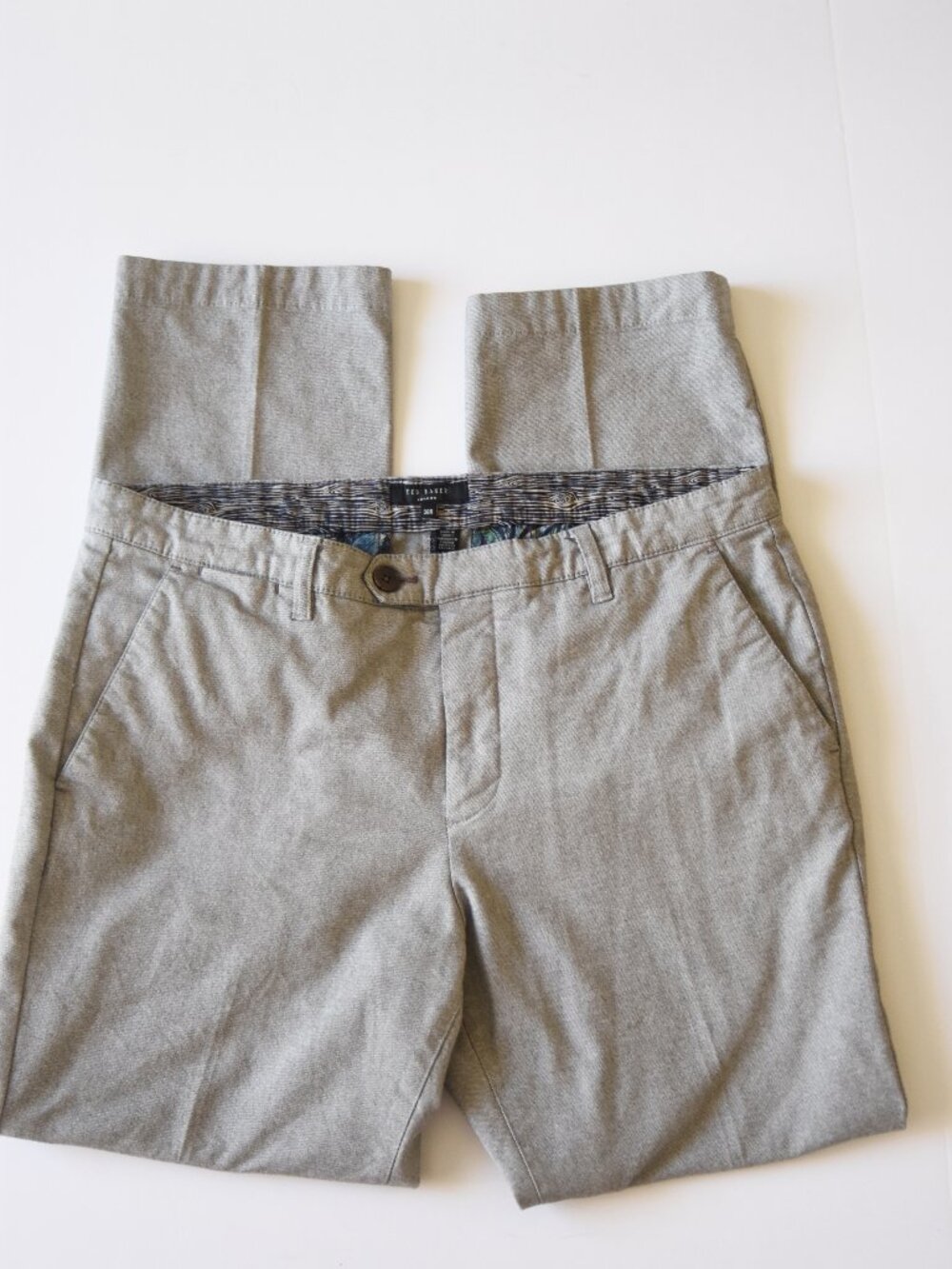 Ted Baker London Men’s 36R Gray Flat Front Trousers Business Casual Dress Pants